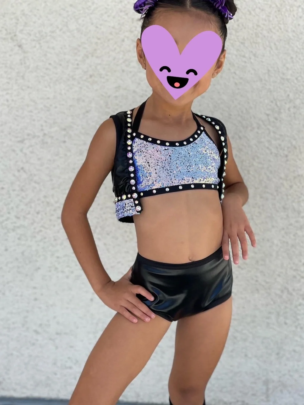 Custom Sassy Jazz Costume - Black and Silver - Street Size 5-7